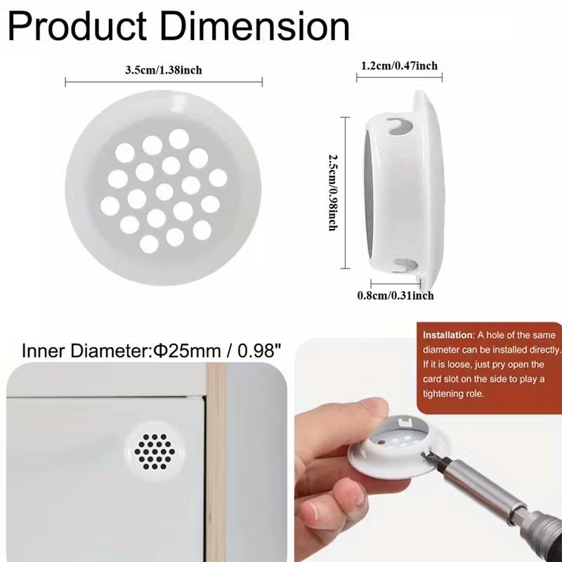 18pcs Cabinet Air Vent Hole Cover Round Metal Mesh Hole Plug 3.5 Cm Air Vent Cover Wardrobe Grille Ventilation Systems