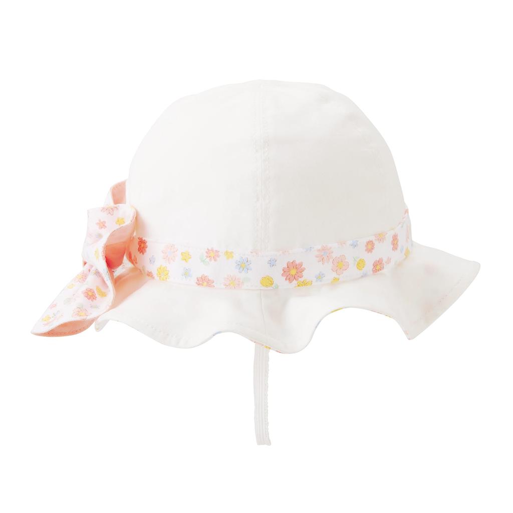 [Miki House] Hat, UV Protection, with Sunshade, 100% Cotton, with Elastic, for Girls, Baby, Kids, Children's Clothing, 12-9105-493, LL (54-56cm),