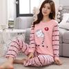Новая пижама из чистого хлопка для женщин, весенне-осенняя пижама с длинными рукавами для девочек, комплект из 2 предметов, милый комплект домашней одежды для студентов с мультяшным принтом