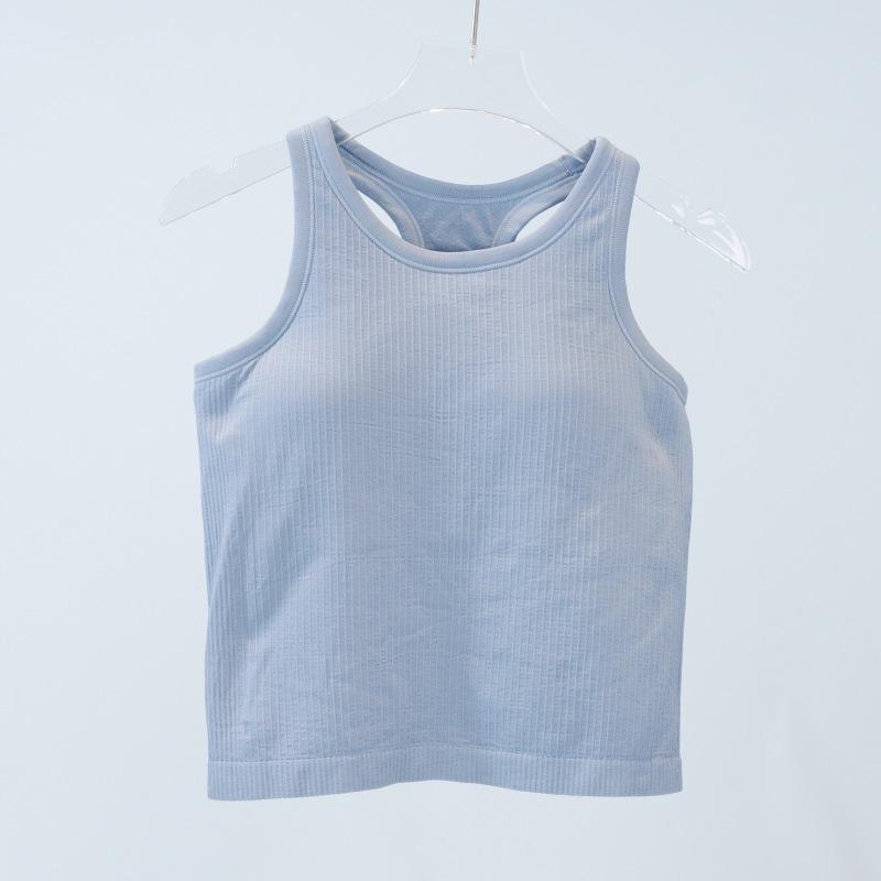 Женский топ для йоги с высоким уровнем эластичности, вязаный в рубчик, со встроенными нагрудными вкладышами, утягивающий талию и удобный для лета