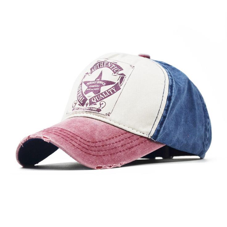Vintage Distressed Baseball Cap "Jewel Shine" Print Washed Cotton Dad Hat