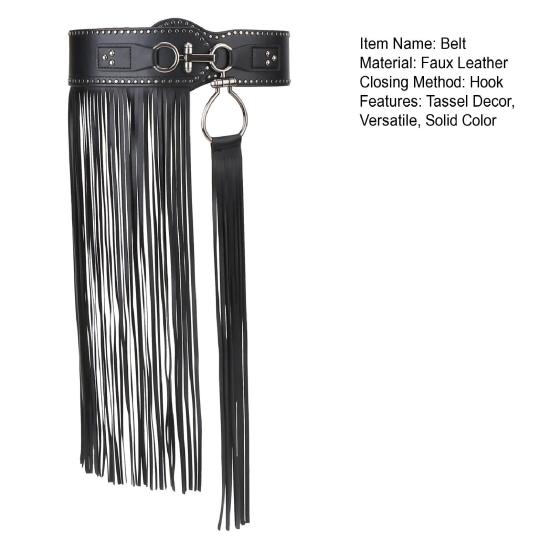 Женский ремень из искусственной кожи с кисточкой, однотонный регулируемый пояс в стиле ретро, аксессуар для одежды