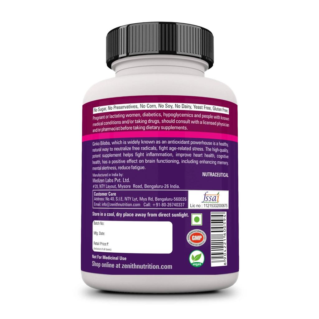 Гинкго Билоба (90 кап, 60 мг), Ginkgo Biloba,  Zenith Nutrition