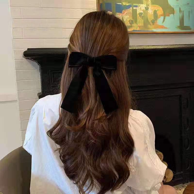 Винтажные бархатные заколки-банты для волос для женщин и девочек, свадебные длинные ленты, корейские заколки для волос, аксессуары для волос