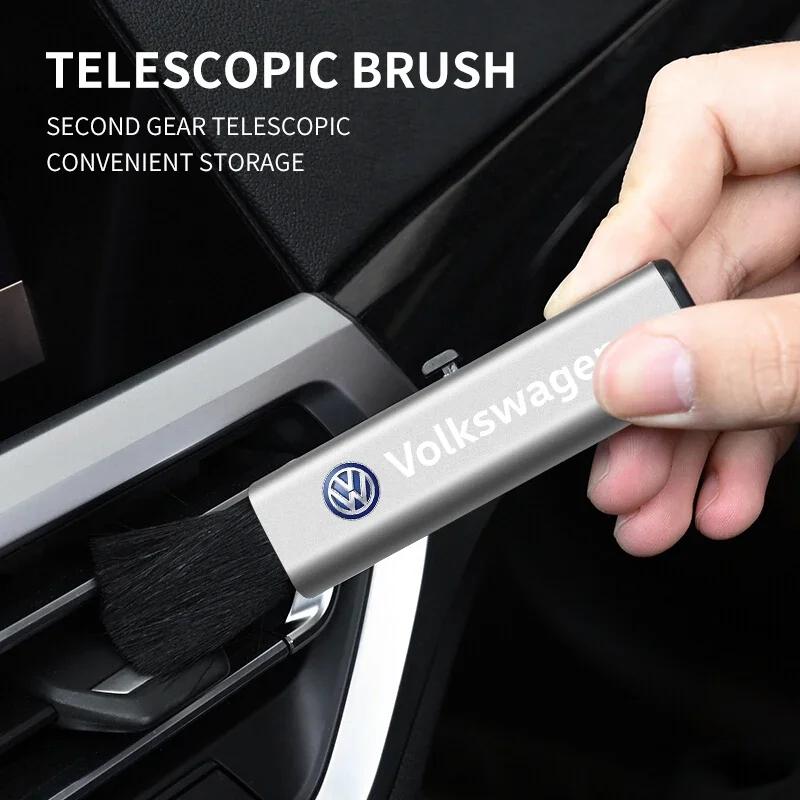 VW For Volkswagen Retractable Car Air Vent Cleaning Brush Car Badge Detail Dust Remover For Volkswagen VW GTI Rline R Golf Amaro