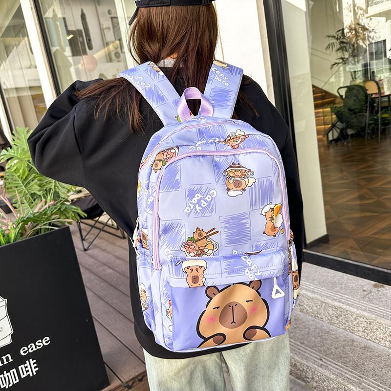 Рюкзак с принтом капибары, уличный, большой вместимости, дорожная сумка, школьный рюкзак, студенческий