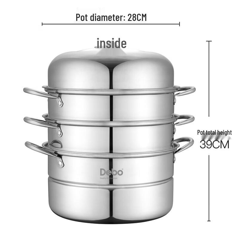 Debo Ladborg 28cm 3-Layer Stainless Steel Multi-Function Steamer Pot