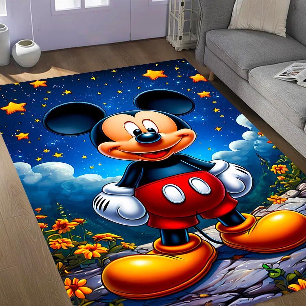 Mickey Mouse Adventure Disney Cartoon Theme Anti-Slip Rug - Polyester, Home Decor, Suitable for Bedrooms, Living Rooms, Doorways, and Studios