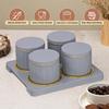 Container Tray Set - 4 Pieces (450ml) _Multi-Color (Emerald Green, Classic White, Repose Grey) Polypropylene with Subtle Design
