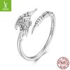 Devil Wings Plain Silver Ring Halloween S925 Sterling Silver Personality Ring Jewelry