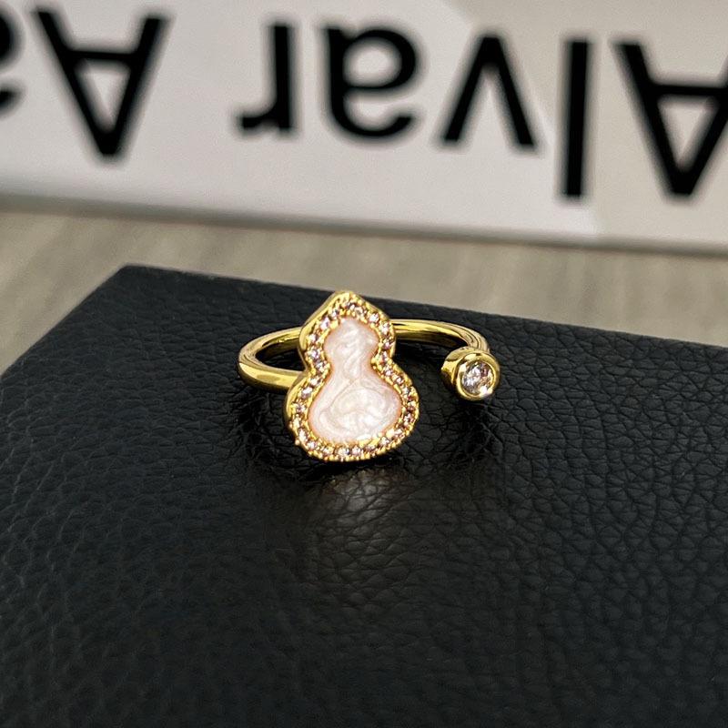 Vintage court style high-end gourd fingertip colorful flower pearl ring femininity mix and match fashion index finger ring