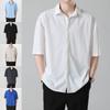 Men's Summer Ice Silk Thin Black Short-sleeved Shirt Men's High-end Trendy Brand Ruffian Handsome Casual Shirt