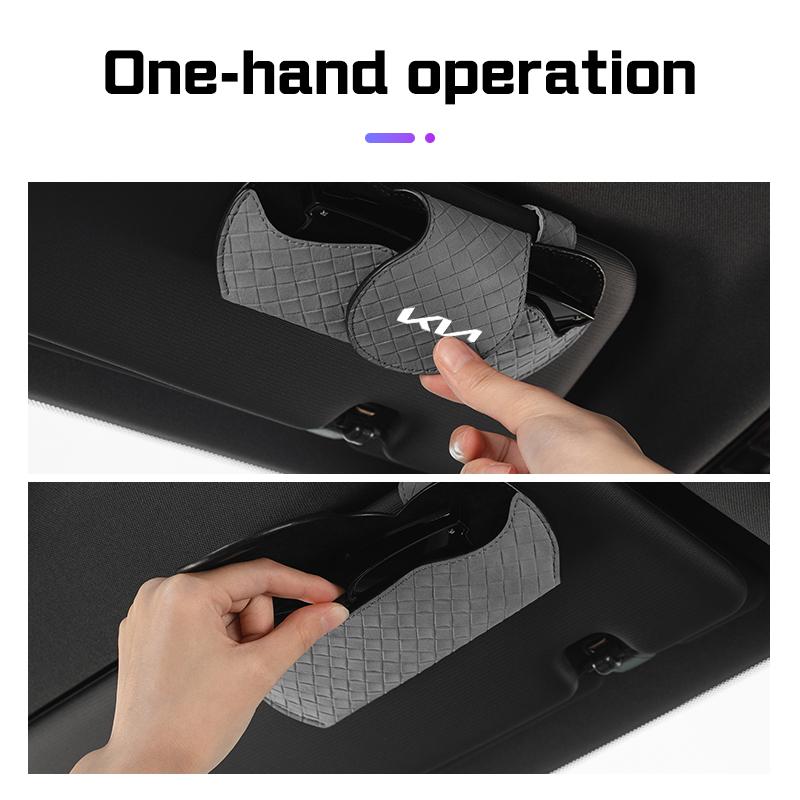AABIV1 Car Visor Glasses Case For KIA K5 K2 K3 Ceed Sportage Rio 3 Proceed Sedona Forte Cerato Venga Magnetic Leather Sunglasses Holder