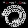 Pffee 14mm 50 60cm Cuban Chain Men Hip Hop Necklace Y2K Women Iced Out Rapper Jewelry Luxury Rhinestone Paved Miami Rhombus