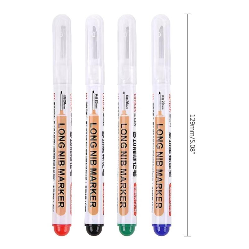5pcs Long Nib Marker Pens Waterproof, Fast Drying Deep Reach Marker Perfect for Deep Holes in Metal and Wood Crafts