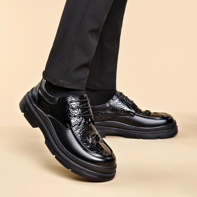 Модная обувь Мужская шнуровка Модная повседневная кожаная мужская обувь для платья черная уличная дышащая британская жених платформа свадебная обувь мужская