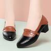 Soft Leather Soft Sole Comfortable One-pedal Shoes Autumn New Thick Heel Light Mouth Color Matching Small Leather Shoes Soft Leather