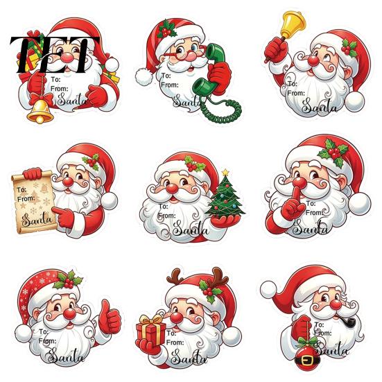Christmas Gift Stickers 45Pcs Santa Sticker Set, Cartoon DIY Handwrite Label Decals for Tags, Decorative PVC Party Favor Craft Ornament, Adhesive