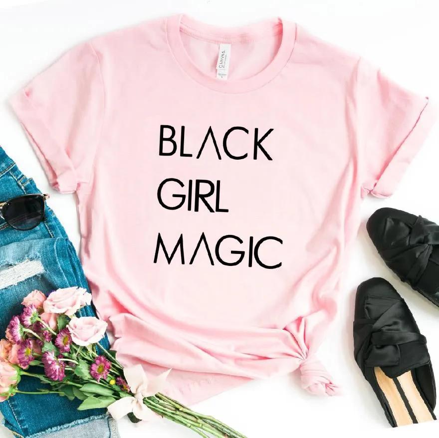 Женская футболка с принтом BLACK GIRL MAGIC, женская футболка с коротким рукавом, круглым вырезом, свободная, женская повседневная футболка, одежда, топы