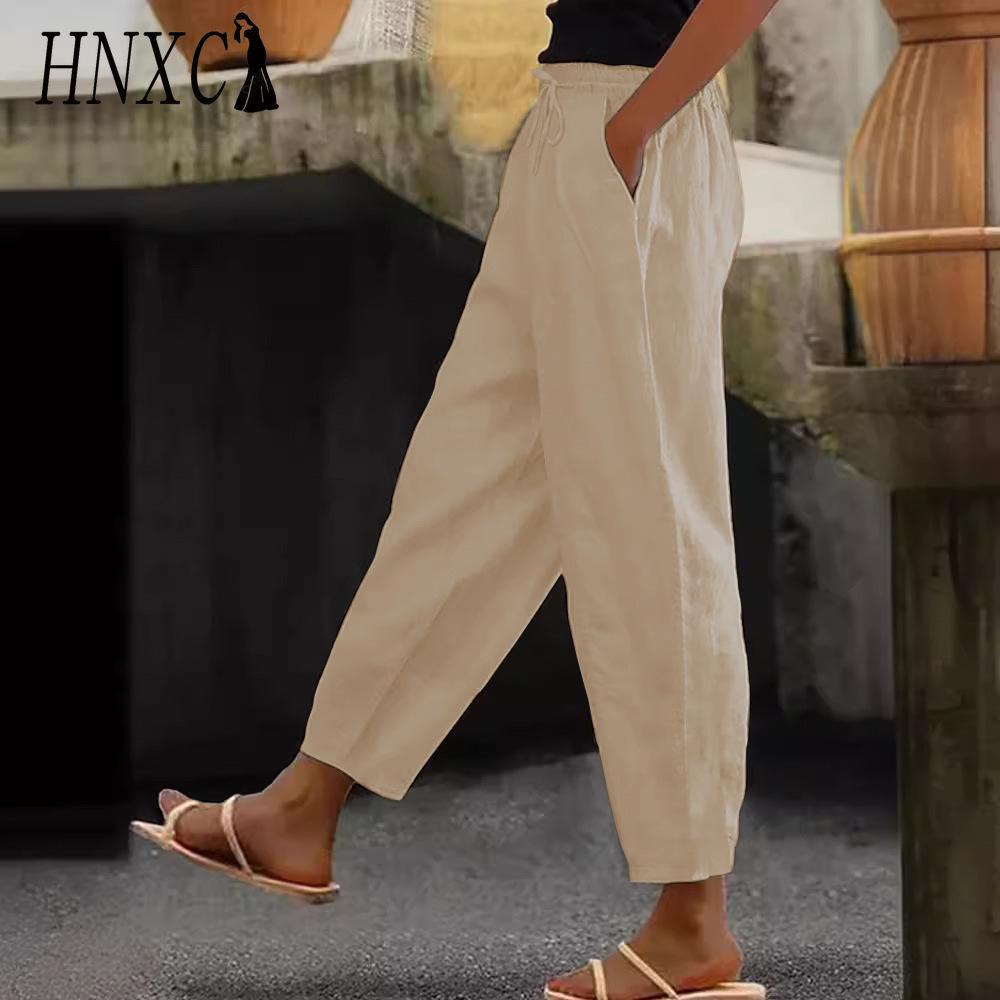 HNXC Женские модные повседневные однотонные брюки и капри с принтом