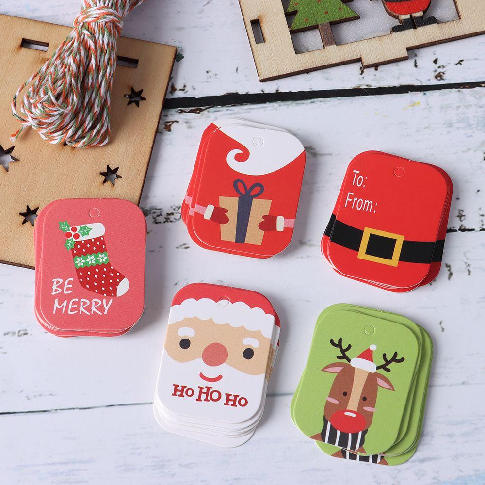 48/50 шт. Карточки для вечеринок Рождественские украшения Крафт-бумага Рождественские этикетки Бирки для упаковки подарков Крафт-бирка