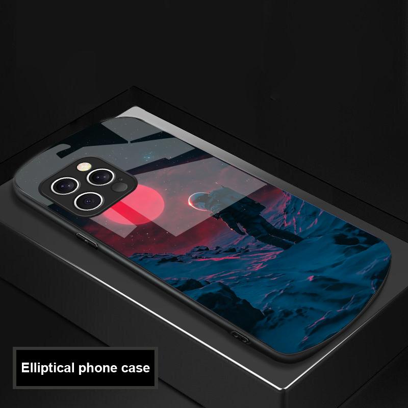 Красная Луна Исследователь Для IPhone 16 Pro Max 15 Pro 14 13 12 Mini 11 XS Max XR 7 8 Plus SE 2022 Эллиптический Стеклянный Чехол для Телефона