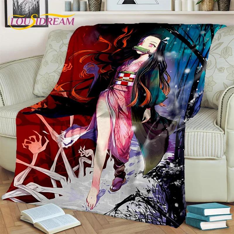 Kamado Nezuko Demon S-Slayer Japan Anime Soft Flannel Blanket для кроватей, спален, диванов, пикников, пледов для детей, отдыха на свежем воздухе