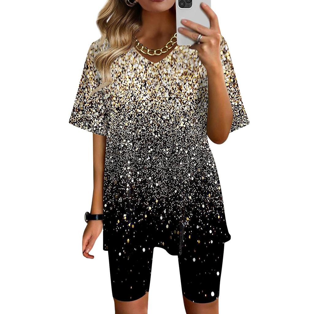 Женская одежда для дома, комплект из двух предметов для женщин, летняя футболка с v-образным вырезом, топы, шорты, спортивный спортивный костюм для тренировок