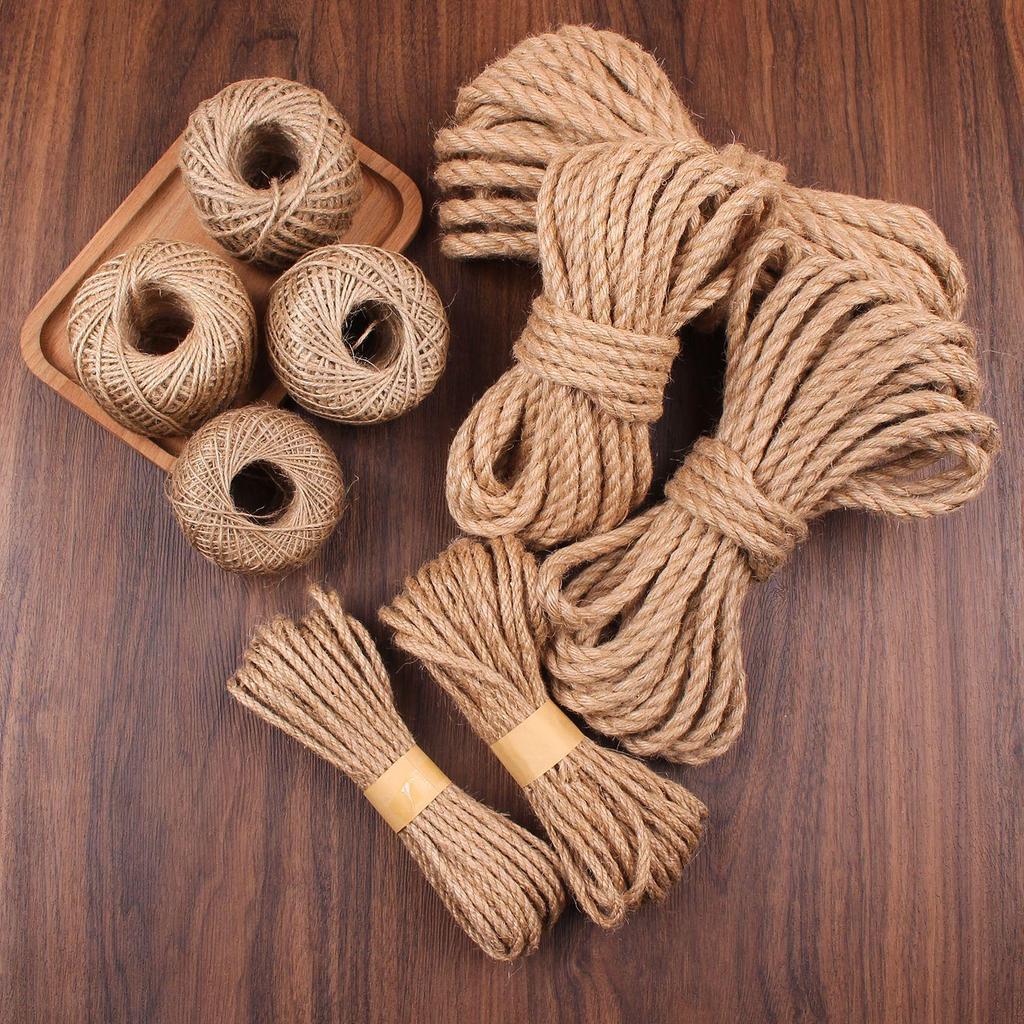 Thick Natural Hemp Rope for DIY, Decorative Binding, Gift Packaging & Cat Climbing