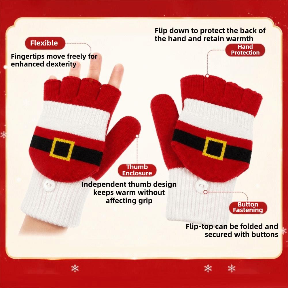 Stretchy Christmas Knit Glove Soft Knit Thermal Knit Glove New Half Finger Glove Cycling