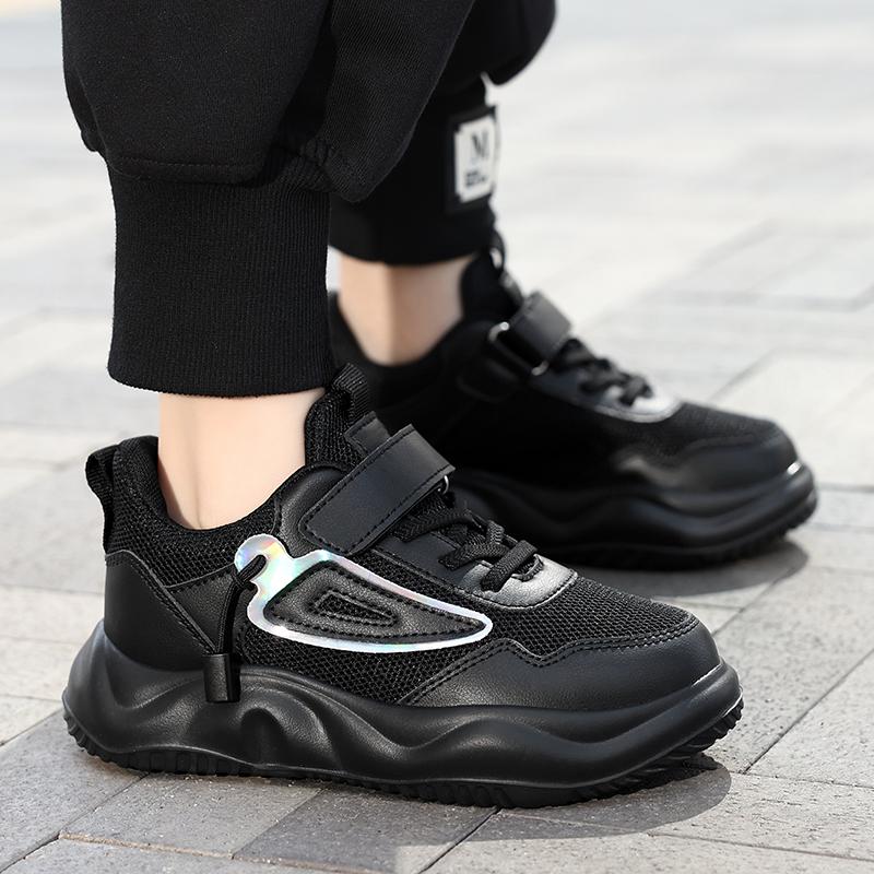 28-38 детские большие легкие дышащие модные повседневные спортивные туфли на липучке с двойной сеткой кроссовки для бега