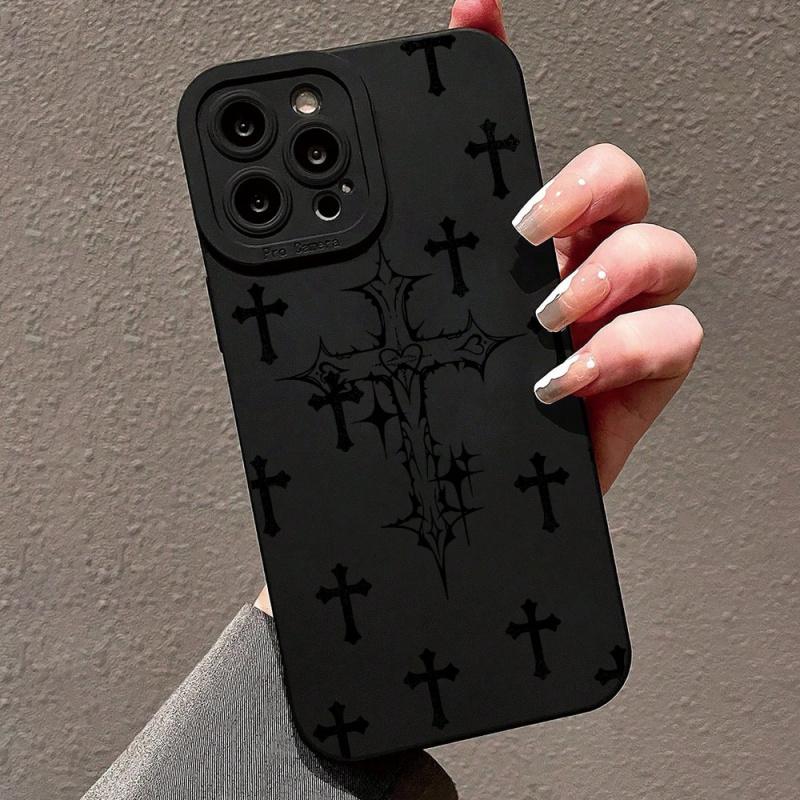 Черный графический чехол с крестами для iPhone 15 14 13 12 11 x XR Xs SE2 SE 8 7 plus pro Max mini силиконовая задняя крышка