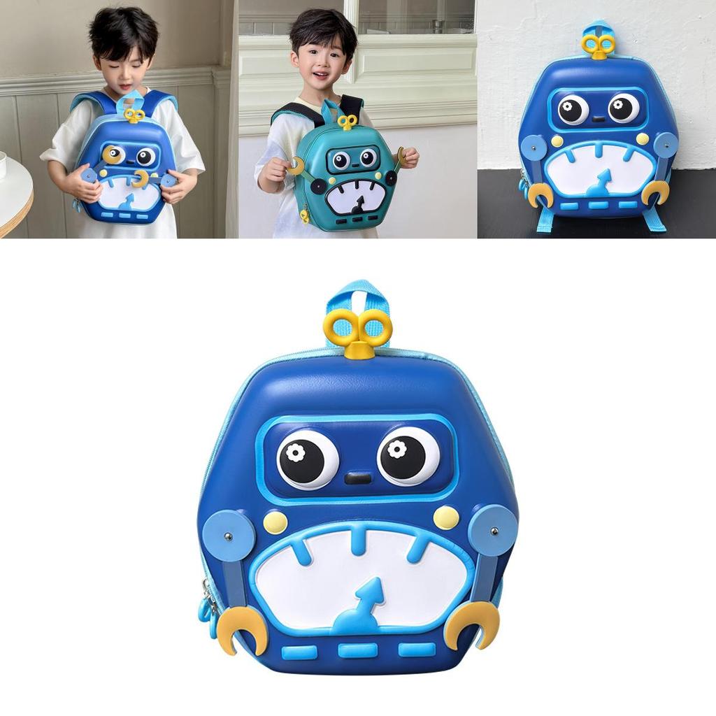 Cute Eggshell Backpack With Robot Print Designfor Preschool Use
