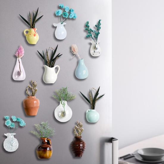 Мини Керамическая Ваза Магнит на Холодильник Дом Офис Кухня Шкафчик Холодильник 3D Миниатюра