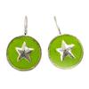 [R5221] - Green 'Starfish' Earrings - 15 Mm