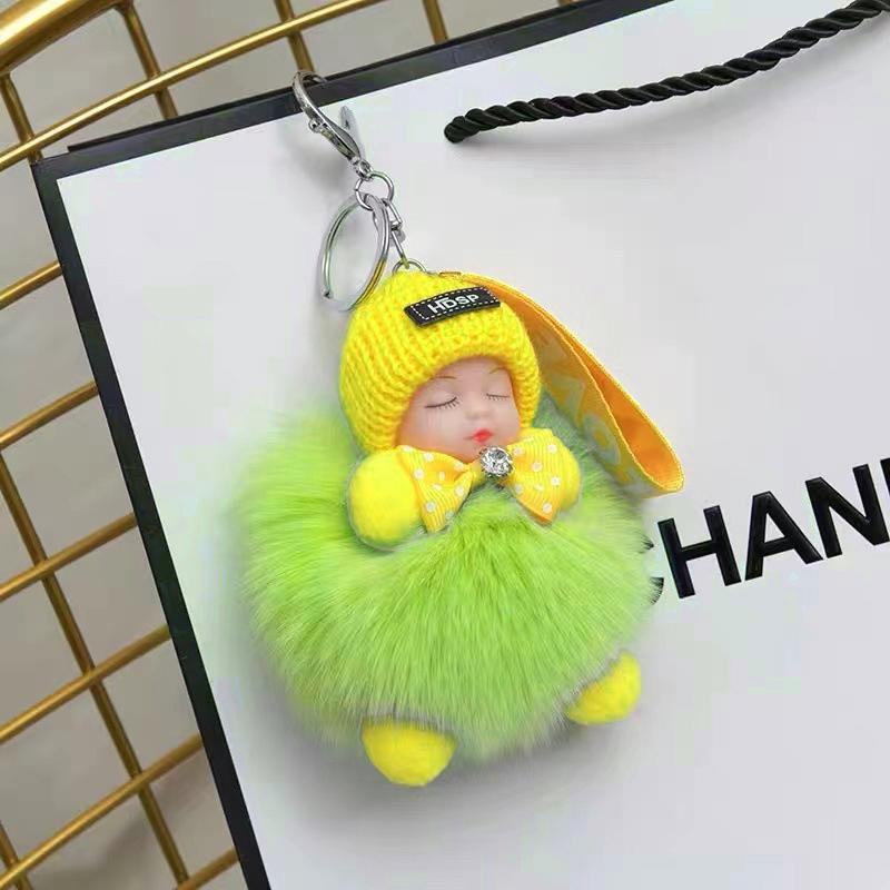 Милый плюшевый брелок для ключей Спящая кукла-младенец Плюшевая игрушка Kawaii Брелок для ключей Сумка Подвеска Детские игрушки Подарок на день рождения