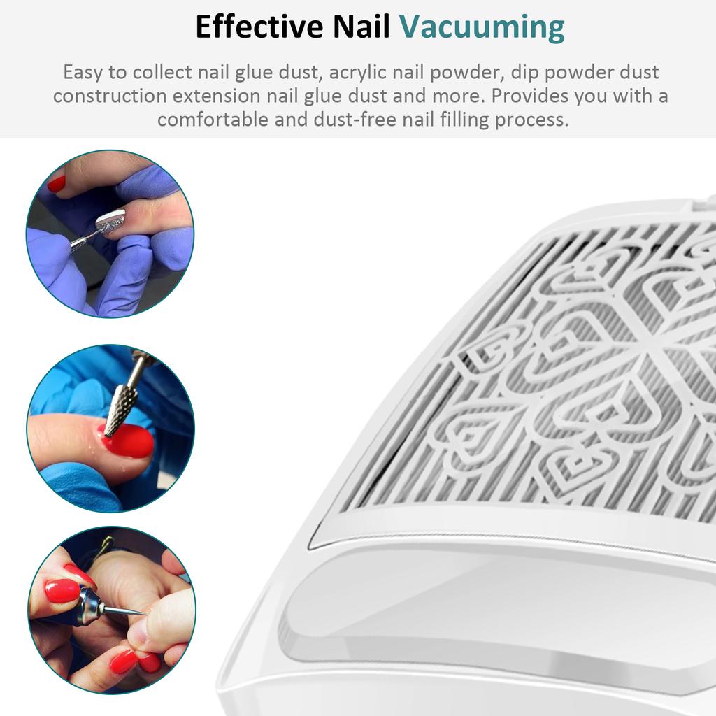 Пылеуловитель для ногтей Мощный пылесос для удаления пыли с ногтей Регулируемое всасывание для маникюра без пыли