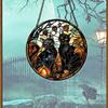 Halloween Luminous Acrylic Circular Design Pumpkin Black Cat Hanging Wall Porch Home Decoration Window Pendant