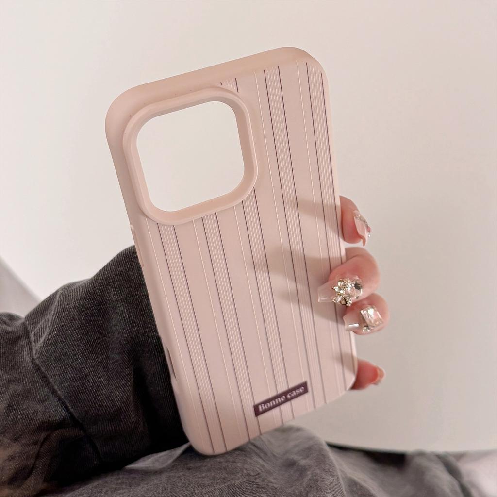 Pink Brown Striped Iphone16promax Mobile Phone Case Apple 17 Coffee Bean Stand 15 Suitable for 13 Retro 11 Soft