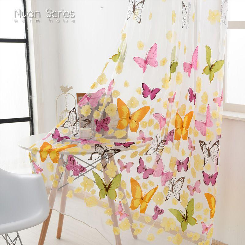 1 шт. серия Nuan, изысканный узор в виде мультяшной бабочки, занавеска для окна, тюль, спальня, гостиная, украшение для дома