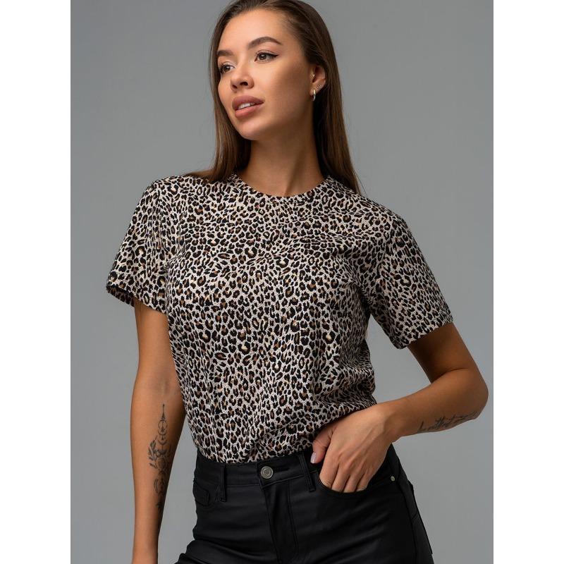 Летняя футболка с круглым вырезом и короткими рукавами с леопардовым принтом 3D, модная повседневная спортивная одежда