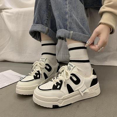 Маленькие белые туфли с толстой подошвой, подходящие по цвету, осенние, новые, нишевые, для студентов, универсальные, повседневные, для женщин