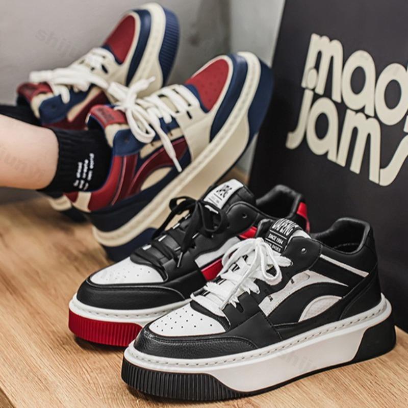 Мода 2025 Осень Новые Мужские Низкие Кеды на Толстой Подошве Повседневная Спортивная Обувь Модный Тренд Универсальные Удобные Нескользящие Нишевые Кроссовки на Платформе
