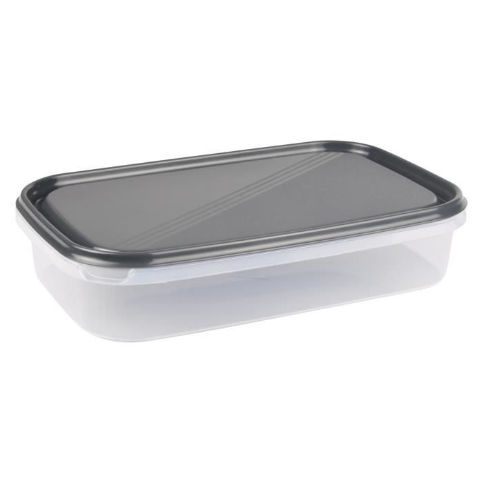 Boite de conservation - 2L - Plastique - 29 x 19 x 6 cm - Anthracite et transparent