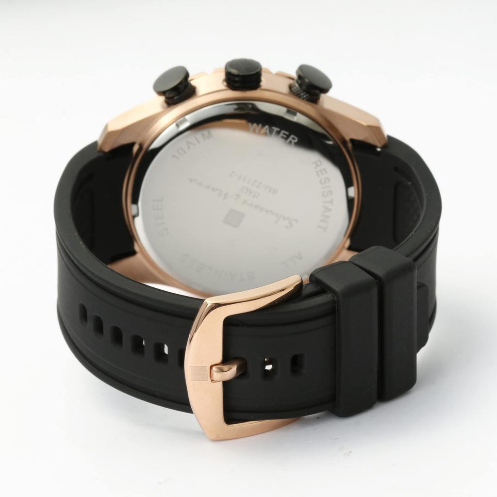 Salvatore Marra Мужские часы Chronograph Business Analog Quartz Черные с салфеткой для чистки, PGBK,