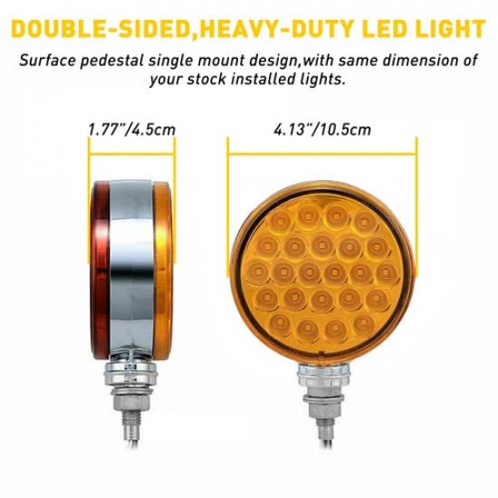 LED Pedestal Fender Brake Turn Signal Light 48SMD Super Bright Round Double Face