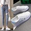 New 2025 Spring Women Leather Breathable Flat Sole Shoes with Leather Lace Up Sports Fashion Casual Little White Shoes Female