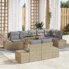 VidaXL 9-Piece Garden Sofa Set with Beige Cushions In Poly Rattan 3349206