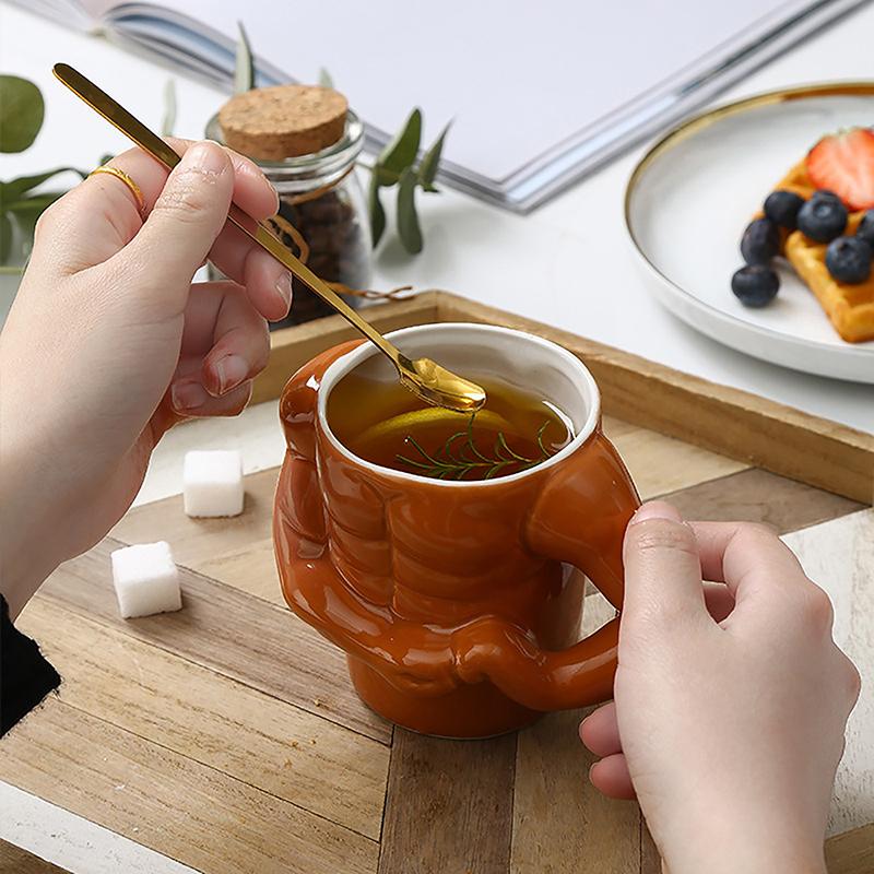3D Ceramic Mug Muscle Mug Coffee Mug Milk Mug Man Gym Trainer Office Household Creative Funny Water Cup Year Birthday Gift