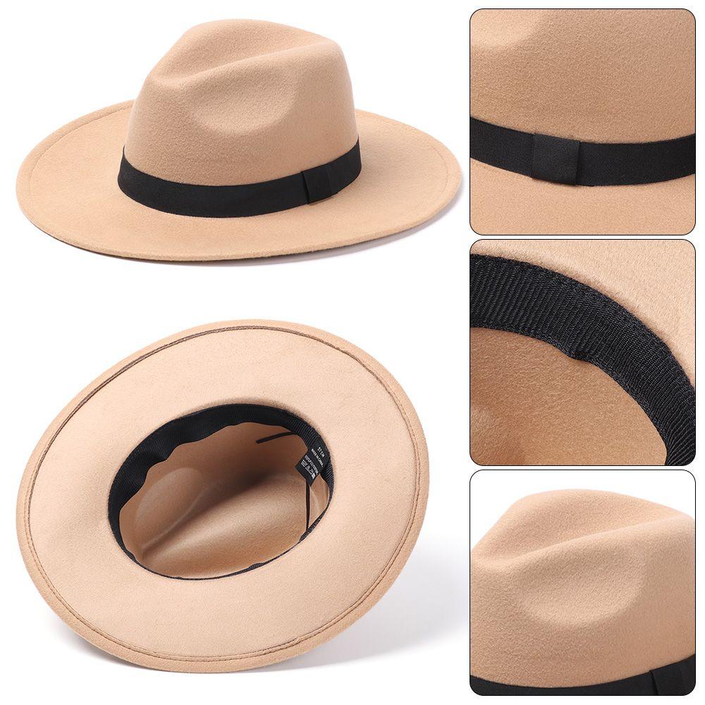 Winter Autumn Vintage Stage Performance Wide Brim Woolen Cowboy Hat Panama Fedora Hat Jazz Cap